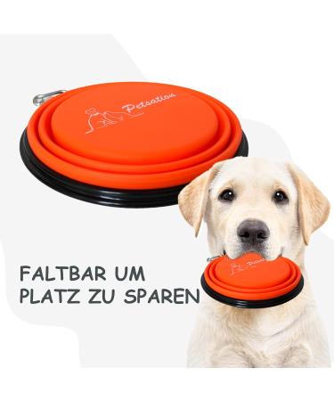 Petsation Foldable Dog Bowl - Original 1000 ml Travel Food & Water Bowl for Dogs - Portable Pet Feeding Solution (2 x 1000 ml Orange) - Buy Online on GoSupps.com