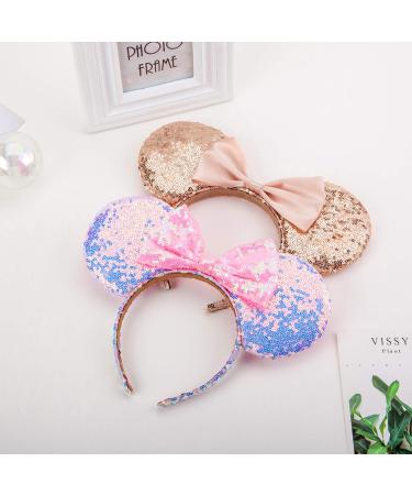 Sparkled Halloween Minnie Ears Headband for Girls - Purple & Gold Sequin Mickey Ears Headband for Cosplay, Glitter Party, Princess Decoration & Birthday Party - Buy Online on GoSupps.com