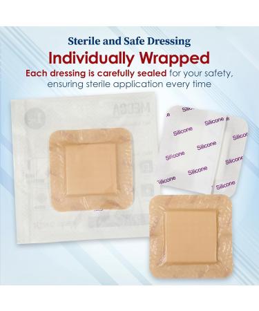 MEDca Silicone Foam Dressing w/ Adhesive Border - 3x3 Waterproof Bandages for Wounds (Pack of 10) - Highly Absorbent Bandage Care for Bed Sores Pressure Sores & Ulcers - Buy Online on GoSupps.com