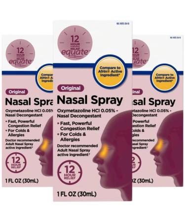 Original 12 Hour Nasal Spray Max Strength - Original Nasal Spray - Oxymetazoline Hydrochloride 0.05% - 1 Fluid Ounce (Pack of 3)