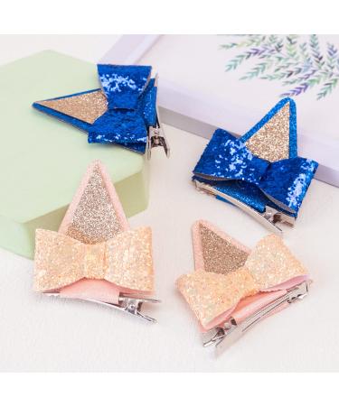 Blue Dog Ears Hair Clips for Toddler Girls & Adults - 2PCS Glitter Bow Barrettes for Halloween Costume & Birthday Party - Bluey Supplies - Buy Online on GoSupps.com