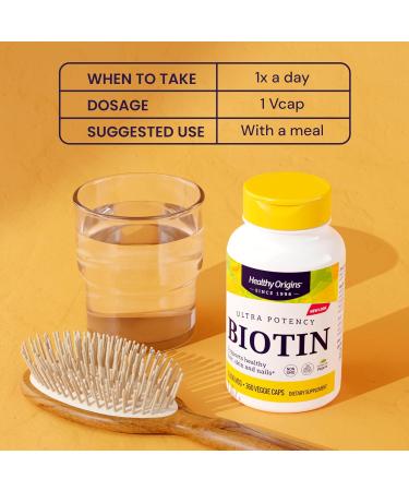 Healthy Origins Biotin 10 000 mcg (USP Grade Non-GMO Gluten Free Hair Support Nail Support) 360 Veggie Caps - Buy Online on GoSupps.com