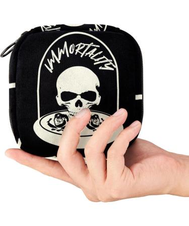 Multicoloured Skull Sanitary Napkin Storage Bag with Zipper for Women and Teen Girls - Buy Online on GoSupps.com