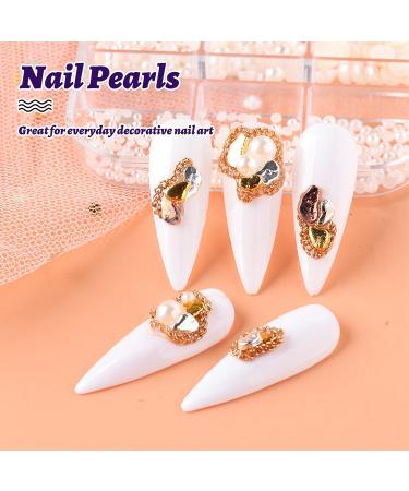 Round Imitation Pearl Nail Charms - 2 Boxes, 6 Grids - Nail Art Decorations for DIY 3D Nail Design - Buy Online on GoSupps.com