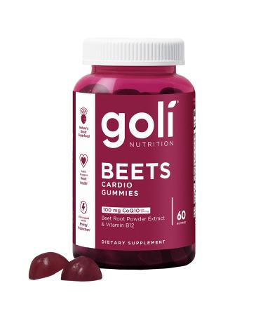 Goli Nutritional Supplement Beets Cardio Gummy - 60 Count - 100mg CoQ10 & Beet Root Extract - Gluten-Free Vegan Non-GMO and Gelatin-Free. Nature's Great Superfood. Beets 60 Count (Pack of 1)
