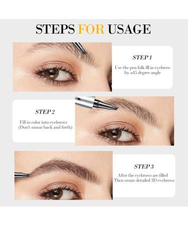  mellystore Eyebrow Pencil 3D Waterproof Eyebrow Pencil with 4 Fork Tips Microblading Eyebrow Pencil Durable Magic Eyebrow Pencil for Natural Eyebrows (Black) - Buy Online on GoSupps.com