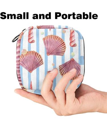 Sea Shell Marine Life Pattern Sanitary Napkin Storage Bag - Portable Menstrual Cup Pocket with Zip for Teens & Women - Buy Online on GoSupps.com