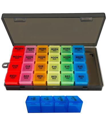 ZVZM Pill Box Organiser 7 Day 4 Times a Day Extra Large Medication Organizer Portable Dosset Box Medicine Storage Box Tablet Organiser with Dust-Proof Container for Pills/Fish Oil/Vitamin. Black - Buy Online on GoSupps.com