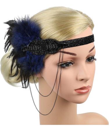 Iwobi Gatsby Feather Headband | Vintage Flapper Party Accessory | Classic Theme Accessories - Buy Online on GoSupps.com