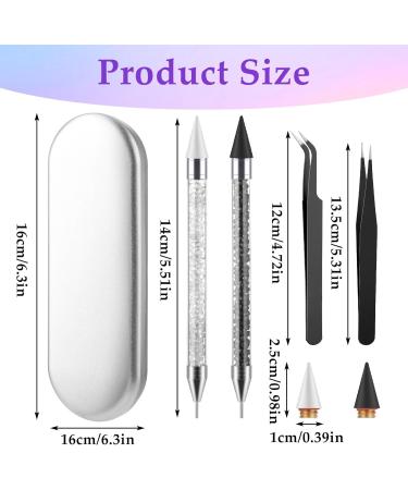 Andibro Rhinestone Picker Tool Set Dual-end Diamond Dotting Pens Wax Pencil Acrylic Pickup Kit for Nail Gems Stones DIY Nail Art Crafts 2 Dotting Pen 2 Wax Tip 2 Nail Art Tweezer(Black+White) - Buy Online on GoSupps.com