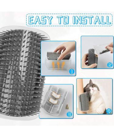 Prowithlin Cat Self Groomer 2 Pack - Wall Corner Grooming Brush and Scratcher for Short & Long Fur Cats - Soft Cat Massage Combs - Grey - Buy Online on GoSupps.com