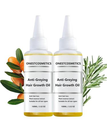 Onestcosmetics Anti-Greying Hair Growth Oil, Onestcosmetic Anti Greying Hair Growth Oil, Onestcosmetic Anti Graying and Hair Growth Oil, 100% Pure, For Women & Men (100ml*2)