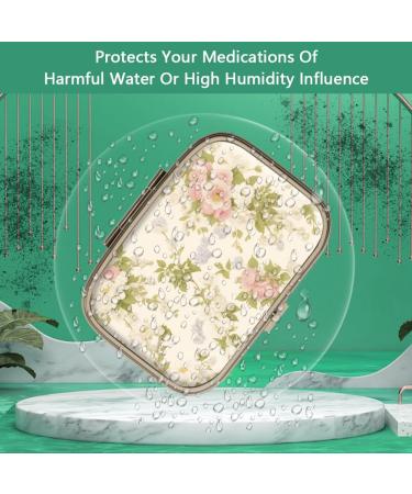 Retro Dual Compartment Pill Box with Mirror - Vintage Floral Bronze Pill Organizer for Vitamins & Supplements - Buy Online on GoSupps.com