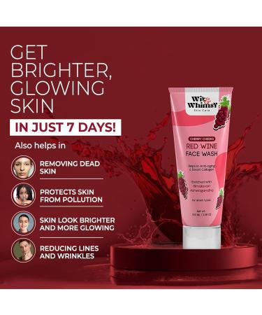 Wit & Whimsy Cherry Cheeks Red Wine Face Wash - Ayurvedic Cleanser with Himalayan Ashwagandha for All Skin Types - 100ML (3.38 Oz - Buy Online on GoSupps.com