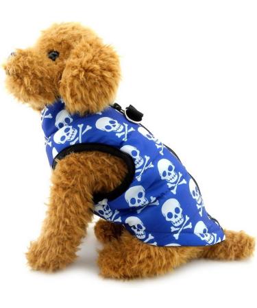 Shop Pegasus Winter Coat for Dogs & Cats | Warm Windproof Jackets for Chihuahua Dachshund & Puppies - Blue Skull Design - Buy Online on GoSupps.com