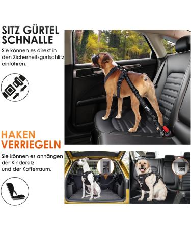 Eyin 3-in-1 Dog Seat Belt | Reflective Elastic Nylon for All Breeds | Universal Fit for Car Seats | Adjustable 90cm (62-90cm) - Black - Buy Online on GoSupps.com
