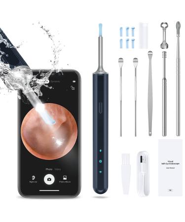 Ear Wax Removal Ear Wax Camera 1080P FHD Earwax Cleaner Wireless Ear Wax Removal Tool with 6 LED Light Compatile with iPhone ipad Android for Kids Adults Pets(Dark Blue)