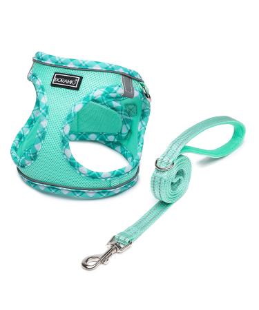 Doramio dog harness Small dogs with a leash step-in dishes reflective breathable breast-active breast dishes anti-train safety dishes cat dishes for small dogs cats (light green l) l light green