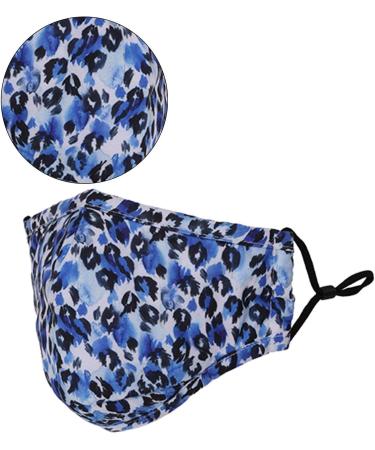 Washable Reusable 3 Layers Cotton Cloth Mask - Blue & White Leopard Print | One Size Fits Most - International Shipping Available - Buy Online on GoSupps.com