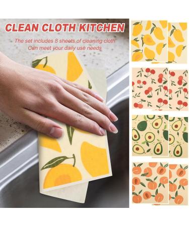 8Pcs Swedish Dishcloths for Kitchen Strong Absorbent Cellulose Sponge Cleaning Cloths Reusable Kitchen Dishcloths Washable Kitchen Dish Towels Soft Cleaning Cloths for Kitchen Washing Dishes - Buy Online on GoSupps.com