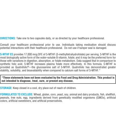 XYMOGEN 5-MTHF ES - 17,000 mcg DFE - Bioactive Folate Supplement as Quatrefolic - Mood, Cardiovascular + Methylation Support - Vitamin B Methyl Folate as L Methylfolate (60 Capsules) - Buy Online on GoSupps.com