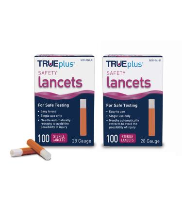 2 x 100ct 28g TRUEplus Safety Lancets 200 Count