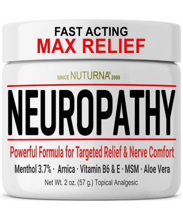 Neuropathy Nerve Relief Cream - Fast Acting Max Relief for Feet Hands Legs Toes Back - Ultra Strength Menthol Arnica Aloe Vera MSM Soothing Natural Nerve Comfort Relief Paraben-Free 2 oz