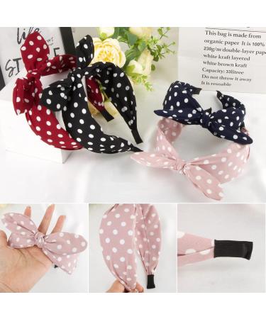 Buy Vintage Rockabilly Hair Bands - 4 Pcs Wide Headbands for Women | Dots Loop Hair Accessories in Black Pink Red Dark Blue - Buy Online on GoSupps.com