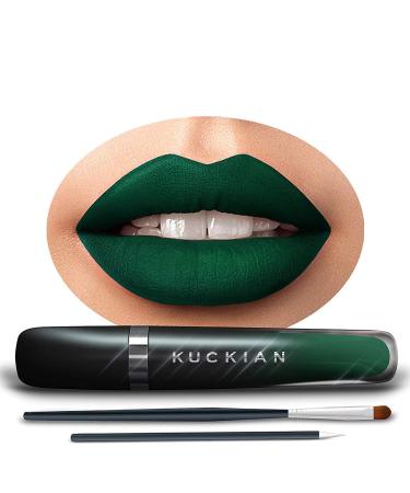 Dark Green Lipstick - FORBIDDEN FOREST  by Kuckian - Halloween Matte Green Lipstick - Long Lasting 12-Hour Vegan & Cruelty Free
