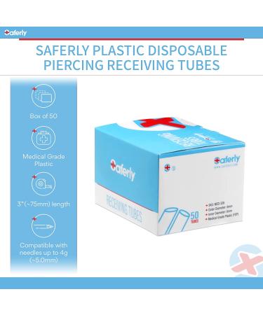 Saferly 8mm Plastic Piercing Needle Receiving Tubes - Box of 50 | Medical Grade Disposable Body Jewelry Supplies - Buy Online on GoSupps.com