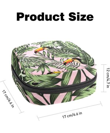 Jungle Palm Monstera Leaves Sanitary Napkin Storage Bag | Portable Menstrual Cup Holder for Women & Teens - Stylish Design - Buy Online on GoSupps.com