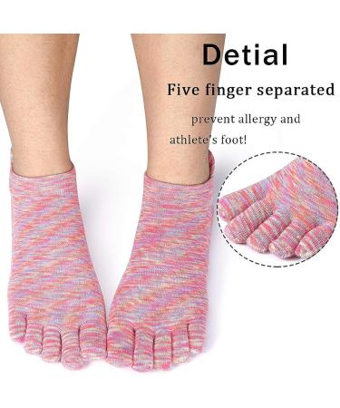 HABITER Women's Cotton Toe Socks - Lightweight No Show Running Socks 4 Pack - Multi-colored - Buy Online on GoSupps.com