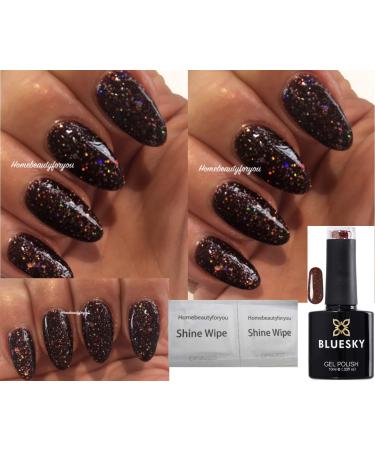 Bluesky BROWN GLITTER BLZ16 Dark Brown Multi Glitter Diamond Nail Gel Polish UV LED Soak Off 10ml