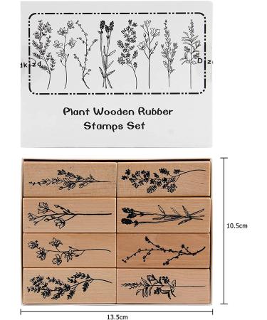 Dizdkizd 8-Piece Plant and Flower Wooden Rubber Stamp Set for DIY Crafts and Scrapbooking - Buy Online on GoSupps.com