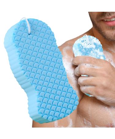 Spa Puff Shower Sponge with Rope Body Scrub Loofah Sponge Body Loofah Sponge Pads Up Bath Sponge Pregnant Body Sponge Soft Shower Pouf for Pregnant Women Kids Adults Blue