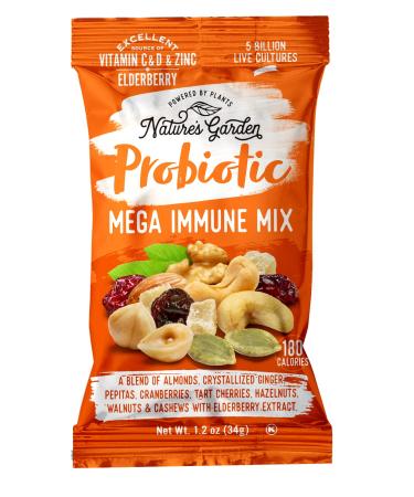 Nature's Garden Probiotic Immune Snack Packs - Mixed Nuts with Heart Healthy Omega-3, Vitamin D, Cranberries, and Cherries - 24 Individual Servings for Immune Boost and Family Snacking - Buy Online on GoSupps.com