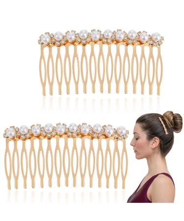 Ouligay 2 pieces hair socket comb pearls crystal hair feast insert comb metal side combs slide hair clips hair crest hair jewelry bridal jewelry for women women