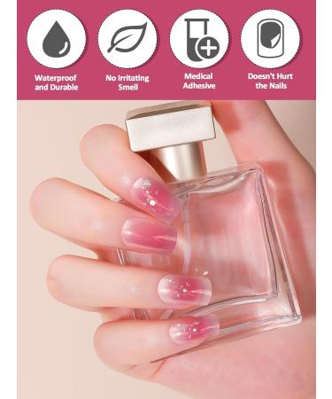 EBANKU Pink Flash Gel Nail Strips | Long Lasting Waterproof Nail Polish Wraps | Includes Cuticle Stick, Nail File & Wipes - Buy Online on GoSupps.com