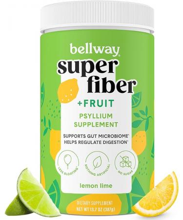 Bellway Fiber Super Fiber Powder + Fruit, Sugar-Free Psyllium Husk Fiber Supplement Powder, Lemon Lime, 13.7 oz