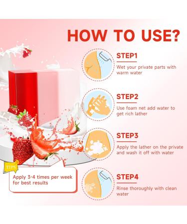 3 PCS Organic Yoni Soap Bar - Natural Feminine Wash for pH Balance Deodorant & Body Bath - Handmade Strawberry Soap for Women - Buy Online on GoSupps.com