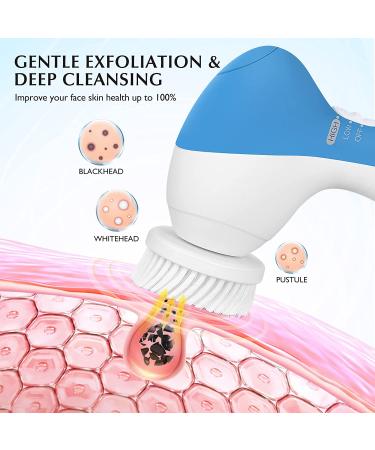 Electric Facial Cleansing Brush - Waterproof Exfoliating Spin Cleanser for Acne & Deep Cleaning - Dark Blue - Buy Online on GoSupps.com