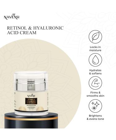 Navensi Retinol Cream For Face 50ml | Retinol Anti Aging Face Cream With Vitamin C & Hyaluronic Acid moisturizer Smooths Wrinkles Fine Lines & Dark Spots | Deep Hydrating & Firming Skin Care - Buy Online on GoSupps.com