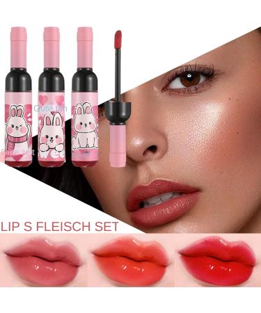 Besreey Lip Gloss for Women Lip Stain 3 Colors Moisturizing Tinted Lip Gloss nonstick cup wine bottle shape beauty supplies for daily commuting or dating - Buy Online on GoSupps.com