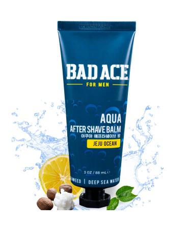 BAD ACE Aqua After Shave Balm For Men Korean Skin Care Men's Post Shave Lotion Calms & Soothes Skin from Redness Irritation & Razor Burn Jeju Ocean (3 oz) Jeju Ocean After Shave Balm