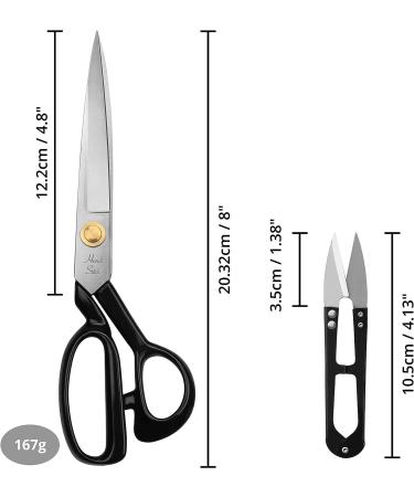 Handi Stitch 8 Inch Fabric Tailor Scissors & Thread Snipper - Razor Sharp Stainless Steel for Sewing, Dressmaking, & Knitting - Durable Black Shears for Denim, Leather & More - Buy Online on GoSupps.com