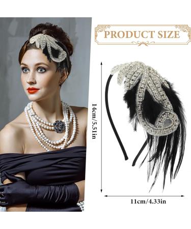 WLLHYF 1920s Flapper Headband Feather Beaded Vintage Headpiece Roaring 20s Rhinestone Leaf Hair Band Gatsby Party Fascinator Accessories for Women Girls - Buy Online on GoSupps.com