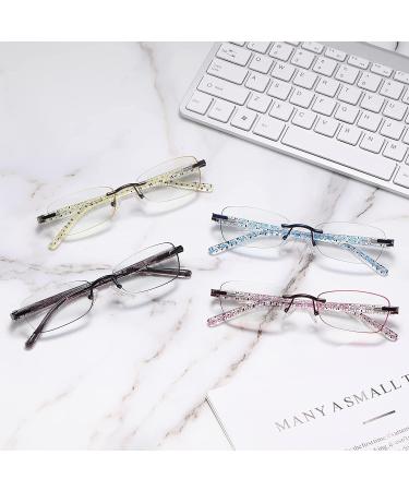 CRGATV 4-Pack Rimless Tinted Reading Glasses for Women | Blue Light Blocking Stylish Readers | Anti UV/Eye Strain/Glare | +2.5 Magnification | 4 Pack Mixed Colors - Buy Online on GoSupps.com