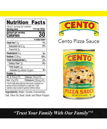 Cento Italian Style Pizza Sauce 15 Ounce (Pack of 6) - Premium Pizza Sauce Multipack - Buy Online on GoSupps.com