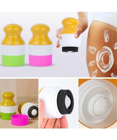 Refillable Sunscreen Applicator with Evenly Spreading Sponge Head Travel Size Easy to Use Roll on Dispenser for Kids & Adults Doubles as a Lotion Container - Beach & Travel Friendly (2 green+pink) green+pink 2 - Buy Online on GoSupps.com