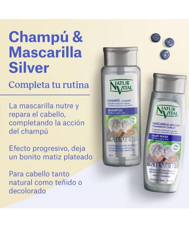  NaturVital NaturVital Silver Shampoo Paraben Free Natural White and Grey Hair Mattifying Platinum Grey Hair Blue Pigment for Men and Women 6 x 300 ml - Buy Online on GoSupps.com
